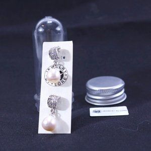 White Fresh Water Pearl Hanging Post Earrings – Sterling Silver